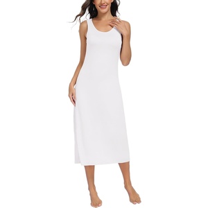 image:imageLovasy Womens Full Slip Tank Top Dress Wide Straps Long Slips Underdress Soft Sleeveless Nightgown S3XLWhite